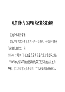 电信重组与3G牌照发放悬念在继续