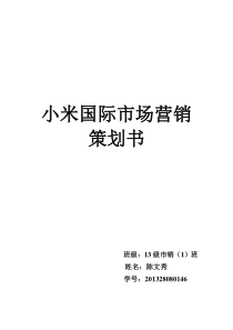 小米国际市场营销策划书