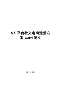 XX平台社交电商运营方案word范文