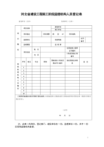 河北省建设工程施工阶段监理机构人员登记表