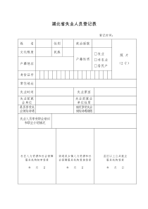 湖北省失业人员登记表