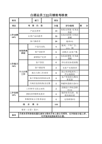 白酒业务员月度绩效考核表