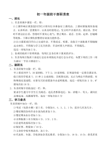 初一年级班干部职责表