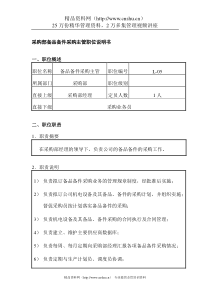 采购部备品备件采购主管职位说明书