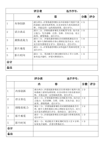 电影配音大赛评分表