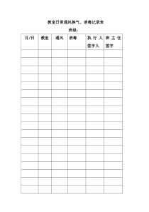 中心小学教室日常通风换气、消毒记录表