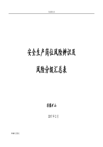 非煤矿山安全生产岗位风险辨识、风险等级汇总表