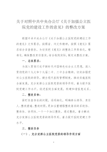 公立医院党的建设整改方案