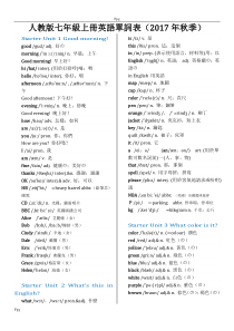 人教版七年级上册英语各单元-单词表(含音标)(全面)2017年版本