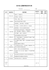 宝贝幼儿园面试评分表