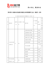 贵州第二批基本具备兼并重组主体资格煤矿企业(集团)名