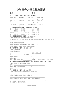 小学五升六语文衔接班试卷