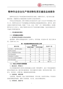 特种作业安全生产培训特色项目建设总结报告