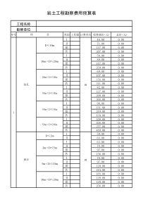 岩土工程勘察费用预算表