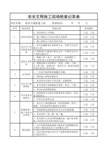 安全文明施工现场检查记录表