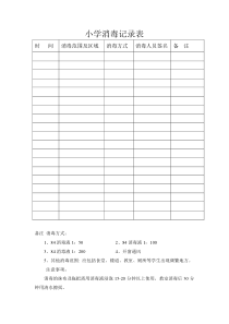 小学教室消毒记录表