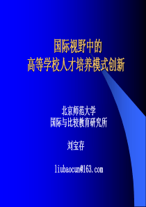 国际视野中的高等学校人才培养模式创新