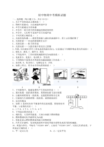 人教版初中物理中考模拟试题