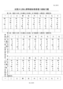 全国少儿珠心算等级标准普通十级练习题