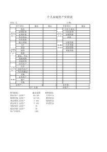 个人家庭资产负债表-