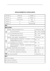 奥康集团信息技术部程序设计员岗位说明书