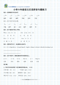 小学六年级语文汉语拼音专题练习