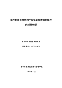 提升杭州市物联网产业核心技术创新能力的对策调研