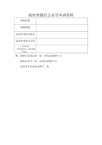 政府类微信公众号申请资料