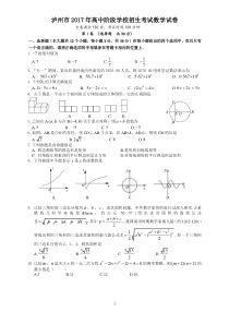 泸州市2017年中考数学试题及参考答案