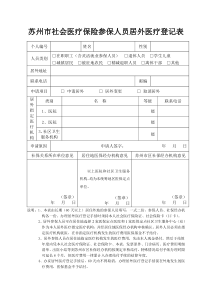 苏州市社会医疗保险参保人员居外医疗登记表