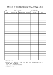 学校管制刀具等危险物品收缴记录表