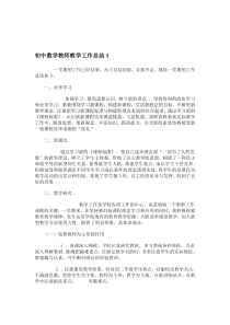 初中数学教师教学工作总结