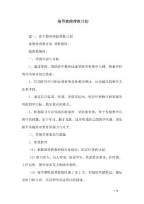 指导教师带教计划