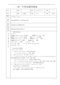 六年级下册英语一对一家教辅导教案