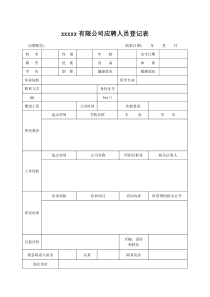 应聘人员登记表--简洁好用---免费哦