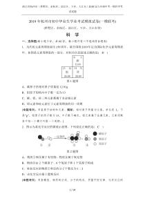 浙江省杭州市(拱墅区、余杭区、滨江区、下沙、大江东)2019届九年级中考一模科学考试试题