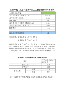 2019年6月起(最新)农民工工伤保险费速算模板