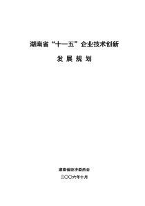 湖南省十一五企业技术创新