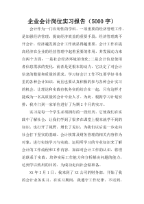 企业会计岗位实习报告(5000字)