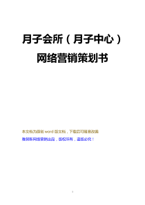 2018最新最全月子会所(月子中心)网络营销计划策划书