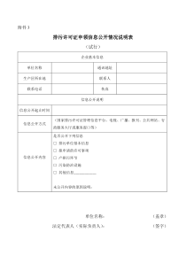 排污许可证申领信息公开情况说明表