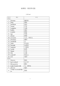 深圳初一英语单词表