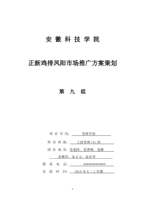 第九组正新鸡排凤阳市场推广方案