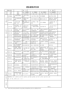 团队考核标准表