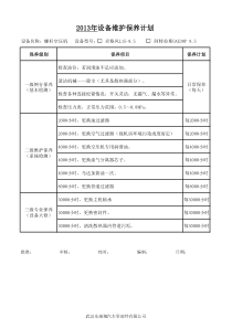 空压机维护保养计划和记录表