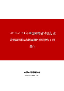 中国湖南省动漫行业发展调研与市场前景分析报告目录