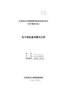 电子商务盈利模式分析-本科毕业论文