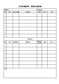 公司车辆保养、维修记录档案