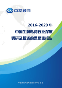 2016-2020年中国生鲜电商行业深度调研及投资前景预测报告