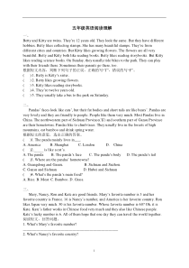 五年级英语新型阅读理解20篇